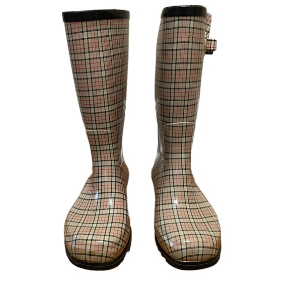 Lower East Side Checkered Plaid Rain Boots Size 9 - Picture 3 of 11
